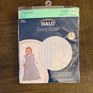 Halo SleepSack Baby Wearable Blanket - Light Blue & White Herringbone